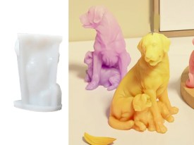 Molde silicona perrito con cachorros